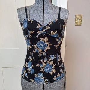 Aritzia Talula floral, bustier-style tank top
